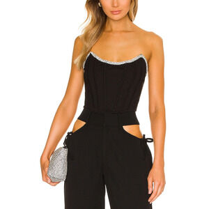 H:Ours 'Sandy' Black Crystal Embellished Top Size S